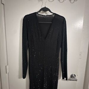 Elegant Black Beaded Dress
